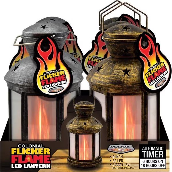 Blazing LEDz 8.5 in. Plastic Colonial Flicker Flame Flameless Lantern Assorted, Shawshank Ledz, Mfr#: 702754
