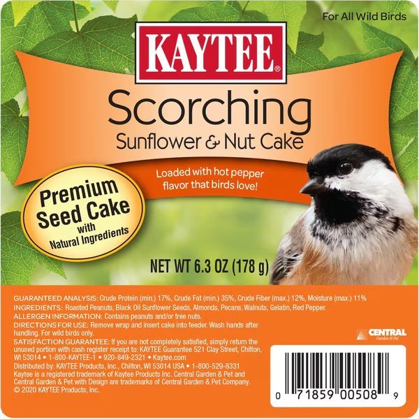 Kaytee Scorching Wild Bird Roasted Peanuts Seed and Nut Cake 6.3 oz, Kaytee Products, Mfr#: 100214459