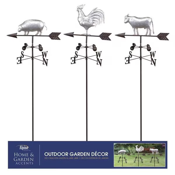 Bronze Iron 48 in. H Farm Animal Weathervane Outdoor Garden Stake, Alpine, Mfr#: NCY342A