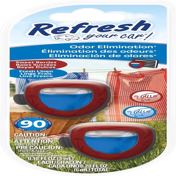 Refresh Your Car! Sweet Berry/Fresh Linen Scent Mini Car Diffuser 0.1 oz Liquid, Refresh Your Car, Mfr#: RMD277-6AME