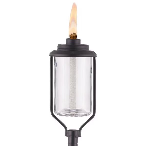 TIKI Convertible Black/Clear Glass/Metal 65 in. Tiki Outdoor Torch 1 pc, Lamplight, Mfr#: 1120036