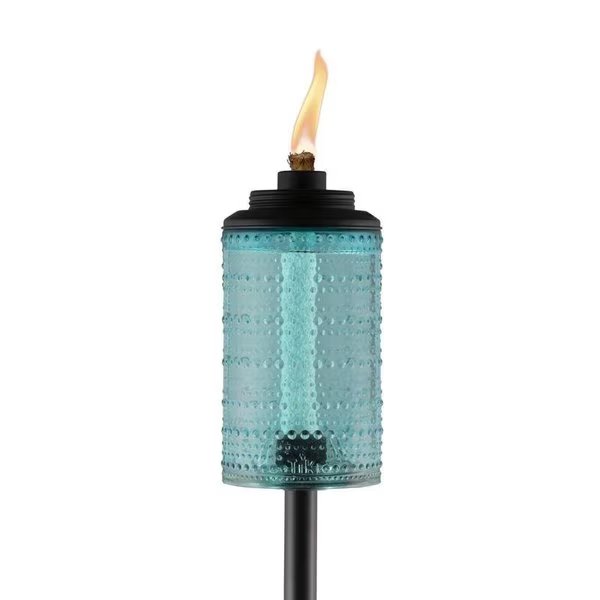 TIKI Blue Glass 68 in. Carnival Garden Torch 1 pc, Lamplight, Mfr#: 1121089
