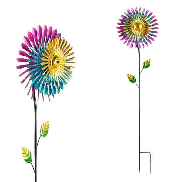 Multicolored Metal 47 in. H Wind Garden Stake Spinner, 4PK, Alpine, Mfr#: KIY336