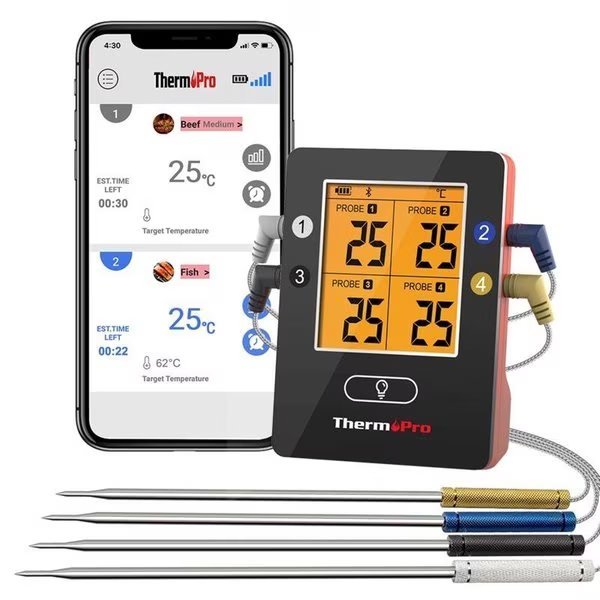 LCD Bluetooth Enabled Grill/Meat Thermometer, Thermopro, Mfr#: TP25W