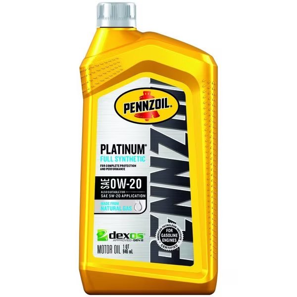 Pennzoil Platinum 0W-20 4-Cycle Synthetic Motor Oil 1 qt 1 pk, Quaker State, Mfr#: 550036541