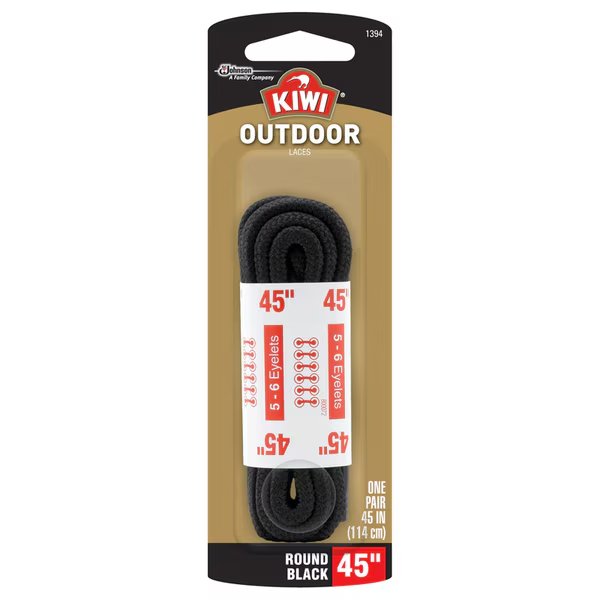 BOOT LACES OUTDR BLK 45"", Kiwi, Mfr#: 70455