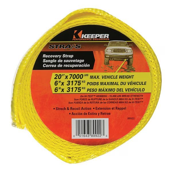 RECOVERY STRAP YLW2""X20', Keeper, Mfr#: 89922