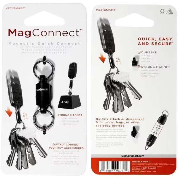 KeySmart Mag Connect Steel Black Magnetic Key Holder, Key Smart, Mfr#: KS814-SS
