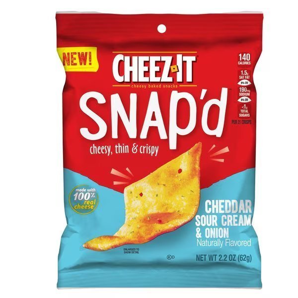 Cheez-It Snap'd Cheddar Sour Cream and Onion Chips 2.2 oz Bagged, Cheez-It, Mfr#: 024100114627
