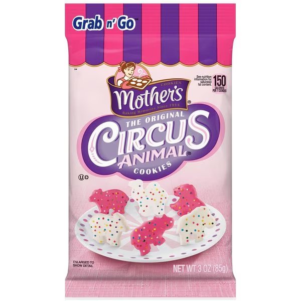 Mother's Grab N' Go Original Circus Animal Cookies 3 oz Bagged, Keebler, Mfr#: 05951