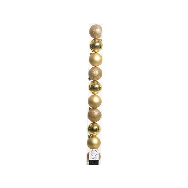 Gold Shatterproof Baubles Indoor Christmas Decor, Decoris, Mfr#: 20170
