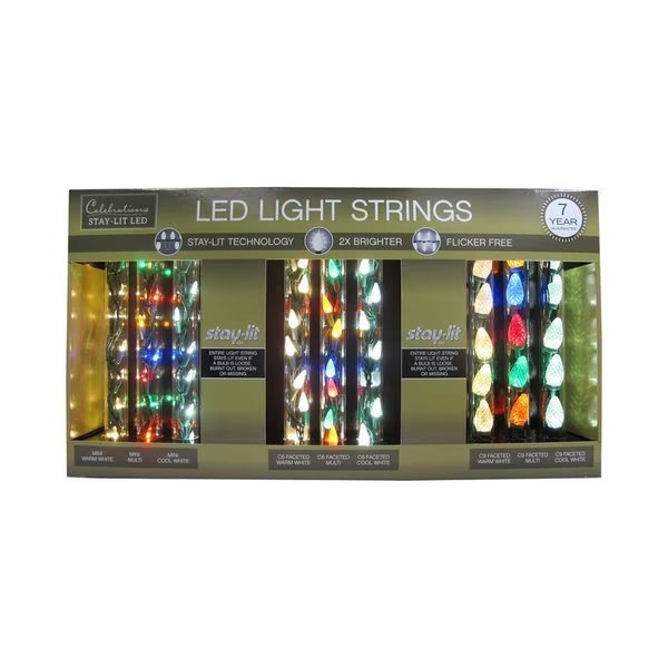 Stay-Lit LED Mini Multicolored String Christmas Lights, Celebrations, Mfr#: ACESTAYLITDSPLY