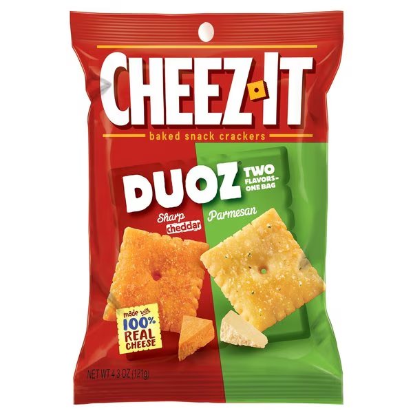 Cheez-It Duoz Sharp Cheddar/Parmesan Crackers 4.75 oz Pegged, Cheez-It, Mfr#: 24100-55728