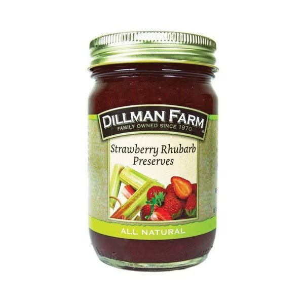 All Natural Strawberry Rhubarb Preserves 16 oz Jar, Dillman Farm, Mfr#: 21861