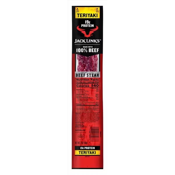 Jack Link's Jumbo Teriyaki Beef Steak 2 oz Packet, Jack Links, Mfr#: 06073