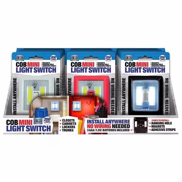 COB Mini Manual Battery Powered LED Light Switch, Blazing Ledz, Mfr#: 702467