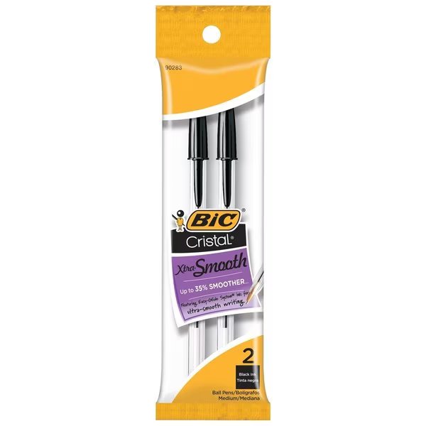 Cristal Black Ball Point Pen , 2PK, Bic, Mfr#: MSP21-BLK