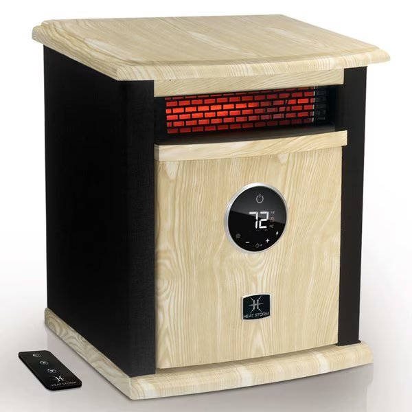 Infrared Space Heater, Floor Style, Cabinet Design, 1500 Watts, Digital Thermostat, 120 Volt, Black, Heat Storm, Mfr#: HS-1500-ILODB