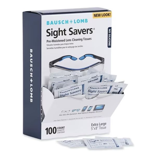 Sight Savers Premoistened Lens Cleaning Tissues, 8 x 5, 100PK, Bausch + Lomb, Mfr#: 8574GM