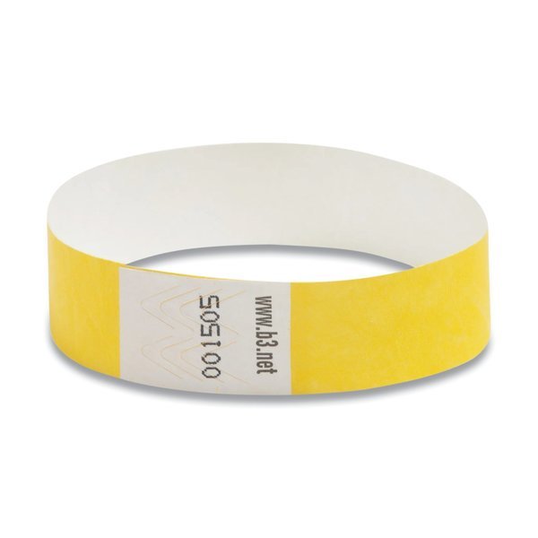 Security Wristbands, 0.75" x 10", Yellow, 100PK, Sicurix, Mfr#: 85070