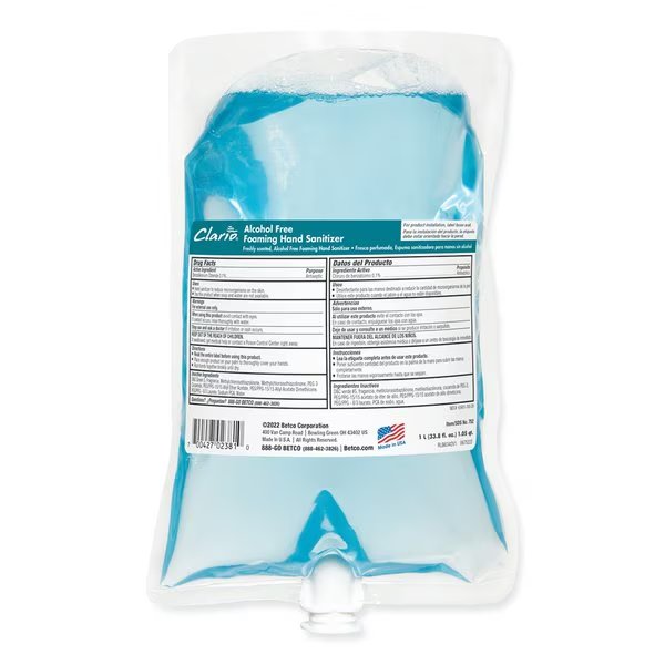 Clario Alcohol Free Foaming Hand Sanitizer, 1,000 mL Bag, Fresh, 6PK, Betco, Mfr#: 7522900