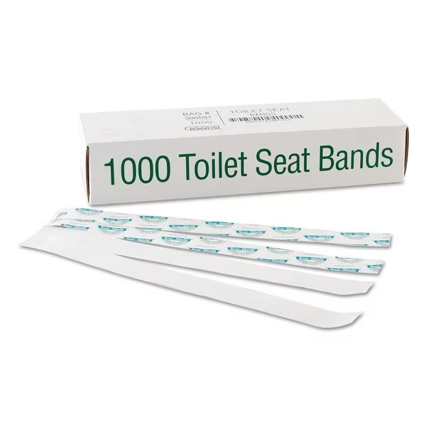 Sani/Shield Printed Toilet Seat Band, Paper, Blu/Wht, 16"x1.5", PK1000, Bagcraft, Mfr#: BGC 300591