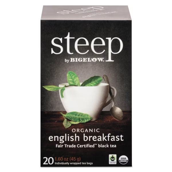 Steep Tea, English Breakfast, 1.6 oz Tea Bag, PK20, Bigelow, Mfr#: RCB17701