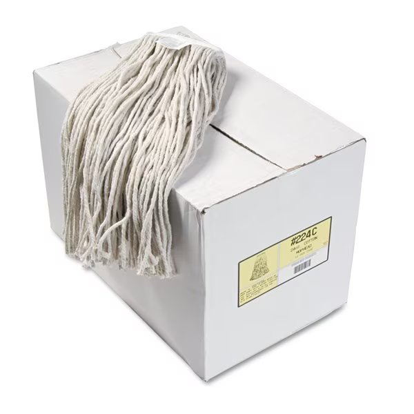Cut-End Wet Mop, White, Cotton, PK12, 224C, Unisan, Mfr#: 224C