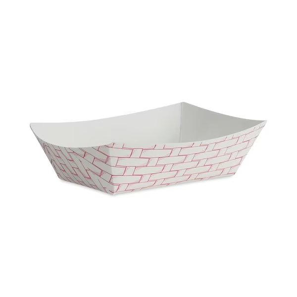 Paper Food Tray, 1/2lb., Red Weave, PK1000, Boardwalk, Mfr#: BWK 30LAG050