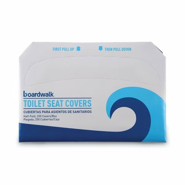 Toilet Seat Covers, 1/2 Fold, White, Boardwalk, Mfr#: BWK-5000B