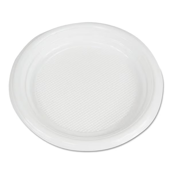 Hi-Impact Plastic Dinnerware, Plate, 6" Diameter, White, PK1000, Boardwalk, Mfr#: PLTHIPS6WH