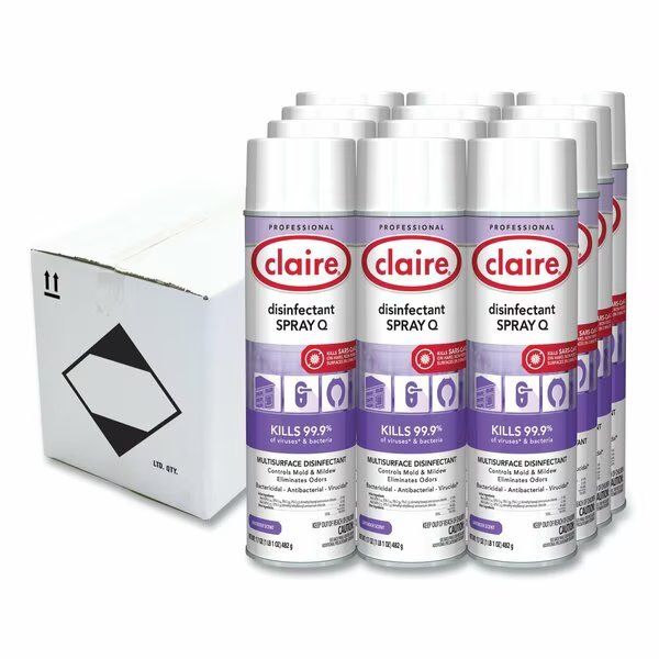 Spray Q Disinfectant. Lavender Scent, 17 oz Aerosol Spray, 12PK, Claire, Mfr#: CL1003