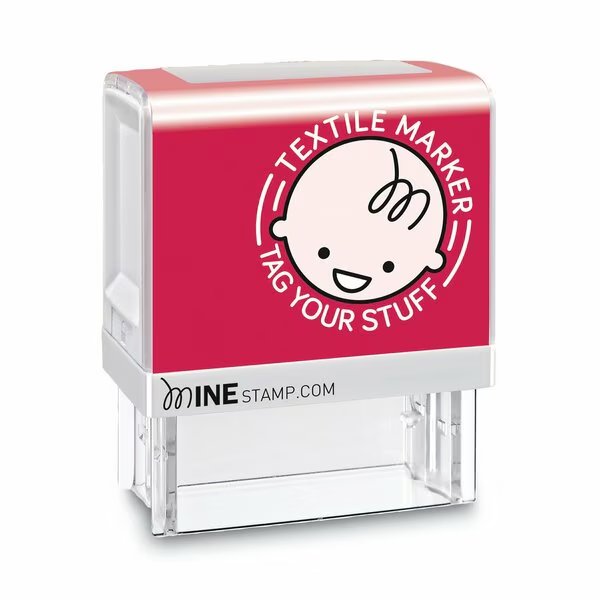 MINE Textile Stamp, 1 1/2" x 1 1/2", Black, Cosco, Mfr#: 039605