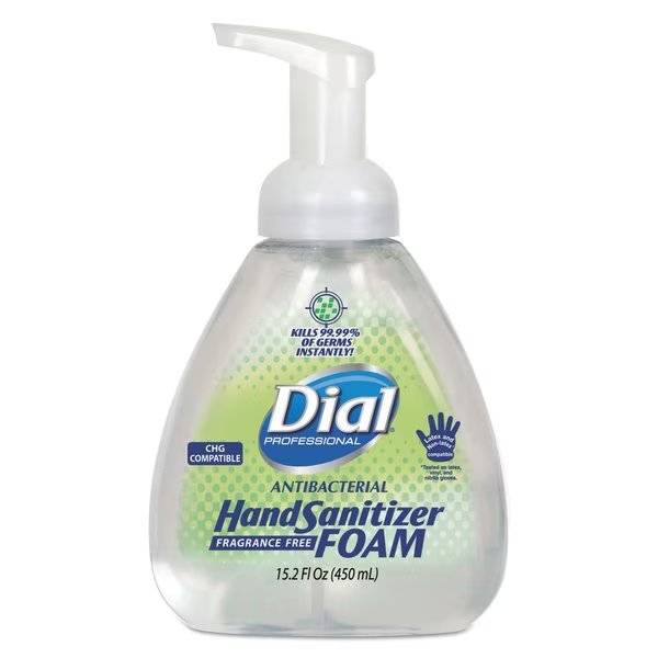 Antibacterial Foam Hand Sanitizer, 15.2 oz Pump Bottle, Fragrance-Free, 4PK, Dial Professional, Mfr#: 1700006040