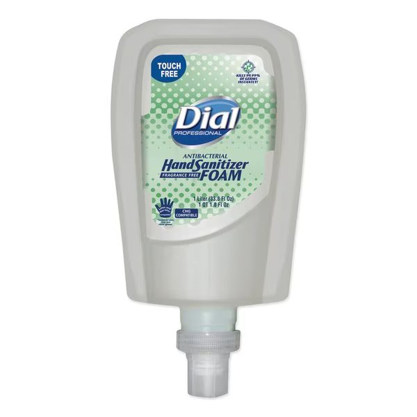 Antibacterial Foaming Hand Sanitizer Refill for FIT Touch Free Dispenser, 1 L Bottle, Fragrance-Free, Dial Professional, Mfr#: 16694EA