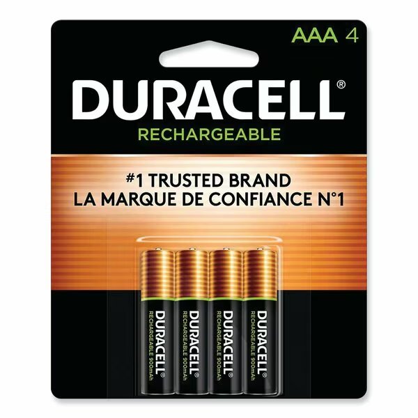 Rechargeable StayCharged NiMH Batteries, AAA, PK4, Duracell, Mfr#: DX2400B4N