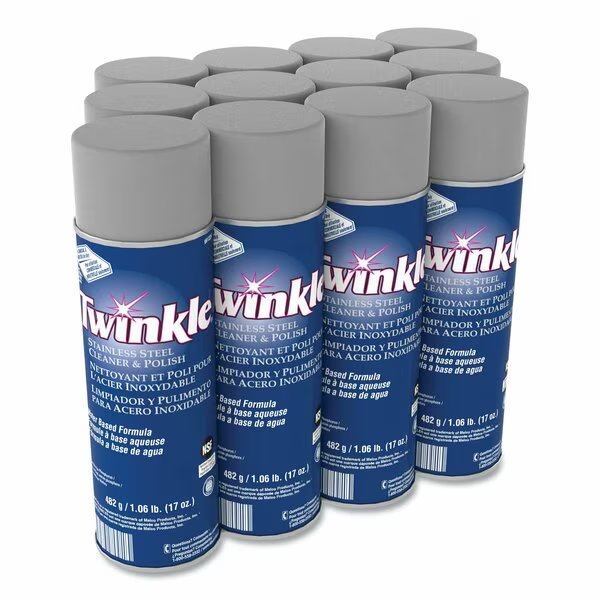 Stainless Steel Cleaner and Polish, 17 oz Aerosol Spray, PK12, Twinkle, Mfr#: 991224