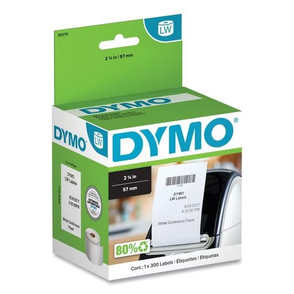 Receipt Paper, 2.25" x 300 ft., White, Dymo, Mfr#: 30270