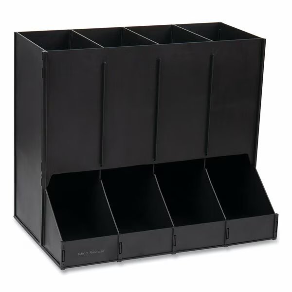 Anchor Collection 4-Compartment Single Serve Pod Countertop Dispenser, 14.25 x 9 x 12.15, Black, Mind Reader, Mfr#: CPODBK-BLK