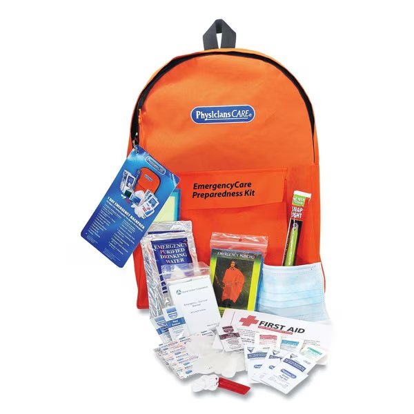 Emergency Preparedness First Aid Backpack, 43 Pieces/Kit, Physicianscare, Mfr#: 90123