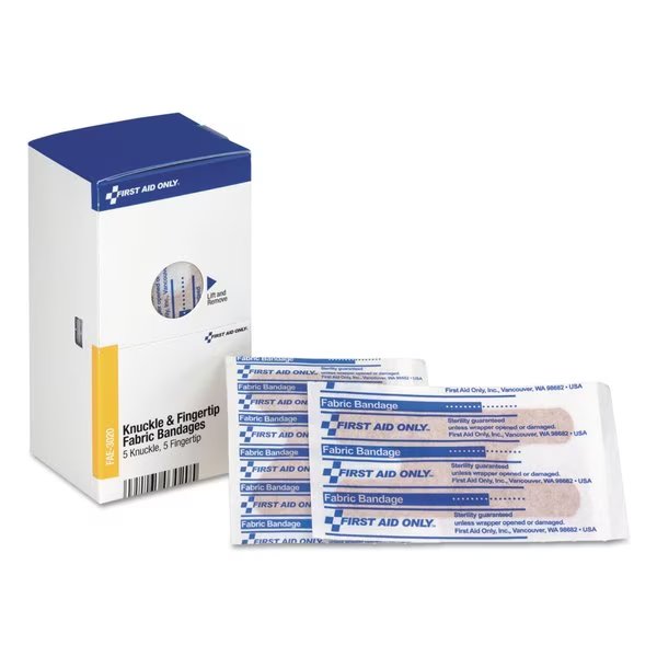 Knuckle/Fingertip Bandages, Sterilized, 5 Knuckle, 5 Fingertip, PK10, First Aid Only, Mfr#: FAE-3020