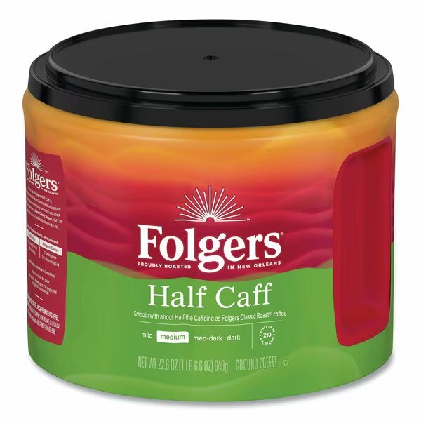 Coffee, Half Caff, 25.4 oz Canister, PK6, Folgers, Mfr#: 2550020527CT