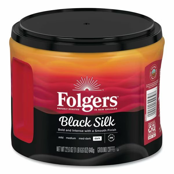 Coffee, Black Silk, 24.2 oz Canister, PK6, Folgers, Mfr#: 2550020540CT
