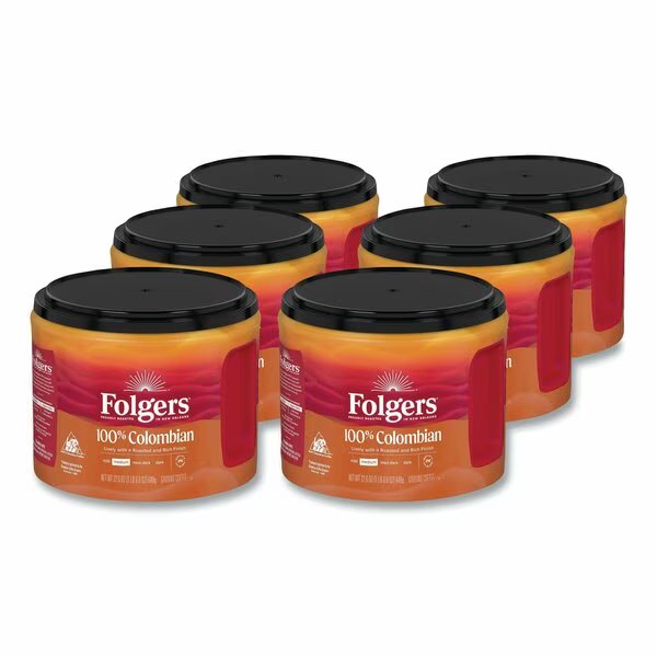 Columbian Coffee, 22.6 oz Canister, 6PK, Folgers, Mfr#: 30445CT