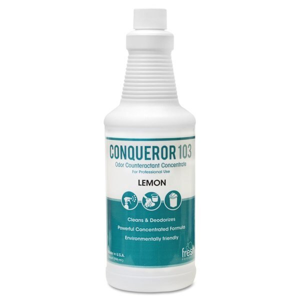 Conqueror 103 Odor Counteractant Concentrate, Lemon, 32oz Bottle, PK12, Fresh Products, Mfr#: 12-32WB-LE