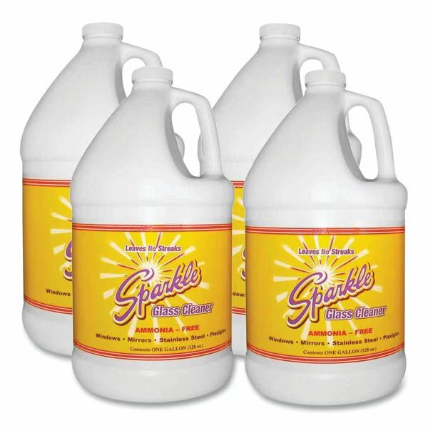 Liquid Glass Cleaner, Unscented, Bottle, 4 PK, Sparkle, Mfr#: 20500