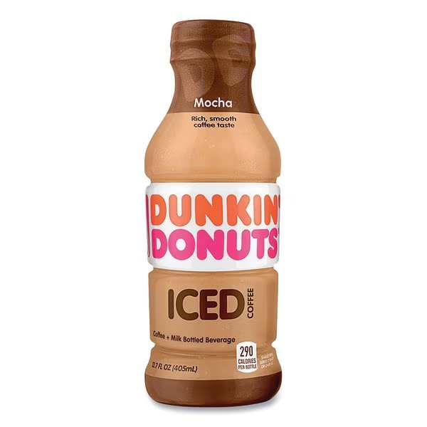 Mocha Iced Coffee Drink, 13.7 oz Bottle, 12PK, Dunkin, Mfr#: 049000072389