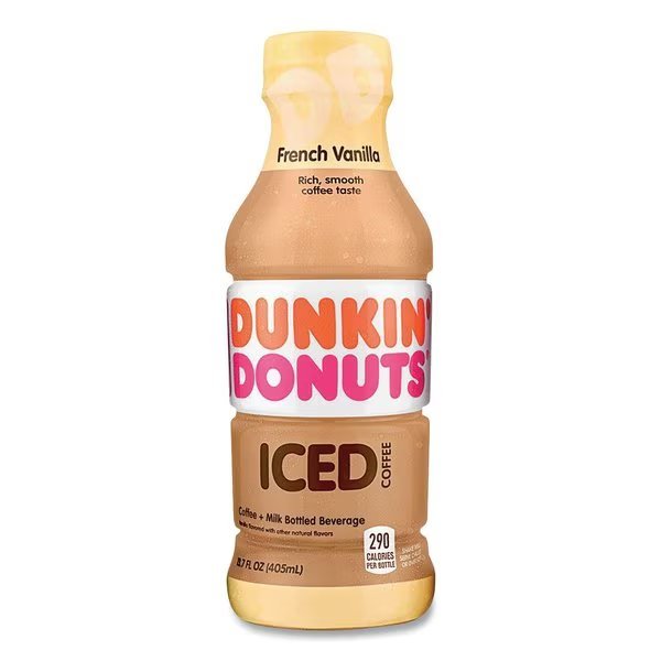 French Vanilla Iced Coffee Drink, 137 oz Bottle, 12PK, Dunkin, Mfr#: 049000072396