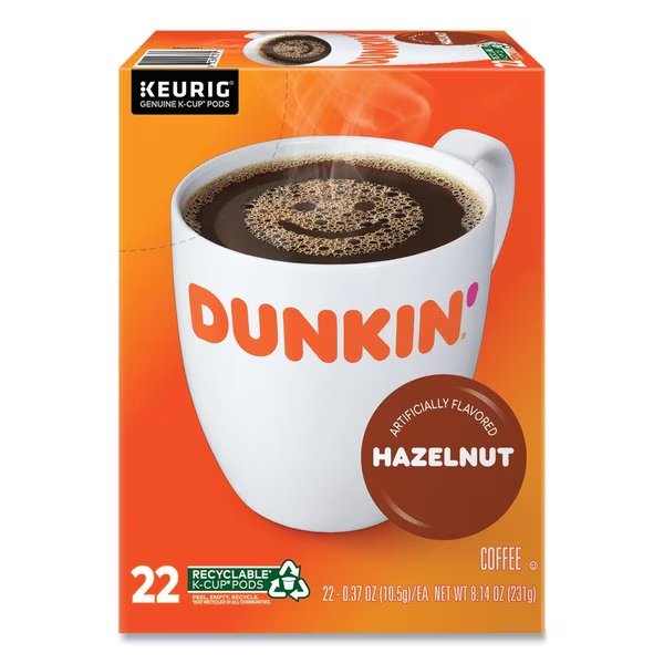 K-Cup Pods, Hazelnut, PK22 PK, Dunkin, Mfr#: 881334012705