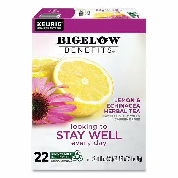 Benefits Lemon and Echinacea Herbal K-Cup, 0.11 oz, PK22, 22PK, Bigelow, Mfr#: GMT2025
